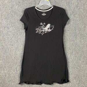 Sleep Sense Sleepwear Top Medium Women's Short‎ Sleeve Black Cotton M